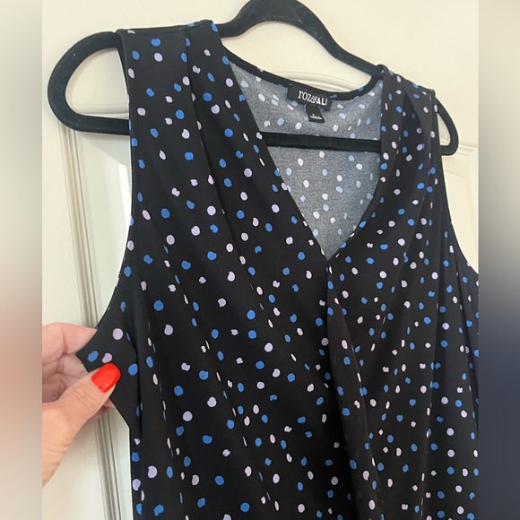 Roz & Ali Navy Polka Dot Women's Blouse Size Large - Picture 7 of 16